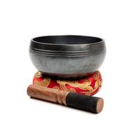 Tibetan Singing Bowl Set Brass - Master Healing Grade - Authentic Handcrafted Sound Bowl by Himalayan Bazaar (Black and Red)