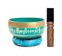 Tibetan Singing Bowl Set Brass - Master Healing Grade - Authentic Handcrafted Sound Bowl by Himalayan Bazaar (Turquoise)