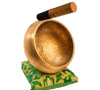 Tibetan Singing Bowl Set By YAK THERAPY- Chakras Healing & Meditation Yoga Sound Bowl with Mallet, Silk Cushion, & Silk Bag, 4.5" Tibetan Bell, Buddhist Bowl Made in Nepal includes Gift Ebook by Email