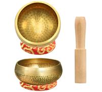 Tibetan Singing Bowl Set Diameter 8 and 12 cm with Chilin Pattern Including Wooden Striker and Bowl Cushion Handmade and Easy to Play Perfect Companion for Meditation and Sound Therapy (12 cm)