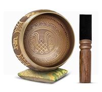 Tibetan Singing Bowl Set - Easy To Play Authentic Handcrafted For Meditation Sound Bowl Chakra Yoga Healing 4 Inches By Himalayan Bazaar (Gold & Green)