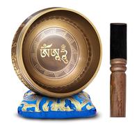 Tibetan Singing Bowl Set - Easy To Play Authentic Handcrafted For Meditation Sound Bowl Chakra Yoga Healing 4 Inches By Himalayan Bazaar (Brown & Blue)