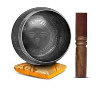 Tibetan Singing Bowl Set - Easy To Play Authentic Handcrafted For Meditation Sound Chakra Yoga Healing 4 Inches By Himalayan Bazaar (Black & Orange)