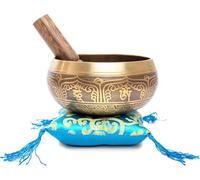 Tibetan Singing Bowl Set - Easy To Play Authentic Handcrafted For Meditation Sound Chakra Yoga Healing 4 Inches (Gold & Turquoise)