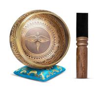 Tibetan Singing Bowl Set - Easy To Play Authentic Handcrafted For Meditation Sound Chakra Yoga Healing 4 Inches By Himalayan Bazaar (Gold & Turquoise)