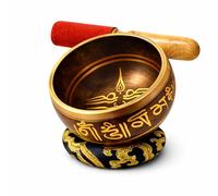 Tibetan Singing Bowl Set - Easy To Play for Beginners - Authentic Handcrafted Mindfulness Meditation Holistic Sound 7 Chakra Healing (Dharma eye/Wisdom eye, Gold & Black, 9 cms)