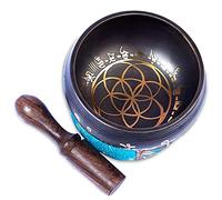 Tibetan Singing Bowl Set - Easy To Play for Beginners - Authentic Handcrafted Mindfulness Meditation Holistic Sound 7 Chakra Healing Gift by Himalayan Bazaar (Black without bag)