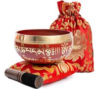 Tibetan Singing Bowl Set - Easy To Play for Beginners - Authentic Handcrafted Mindfulness Meditation Holistic Sound 7 Chakra Healing Gift by Himalayan Bazaar (Crimson)