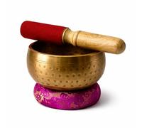 Tibetan Singing Bowl Set - Easy To Play for Beginners - Authentic Handcrafted Mindfulness Meditation Holistic Sound 7 Chakra Healing (Blue OM, 10cms)