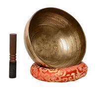 Tibetan Singing Bowl Set, Handmade Large Sound Bowl with Instructions, Mallet, Cushion, Spiritual Practice Ornament (13cm)