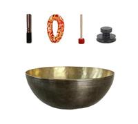 Tibetan Singing Bowl Set Handmade Singing Bowl Brass Sound Engraving Line Meditation Yoga Copper Buddha Bowls Healing Therapy(Caliber About 23CM)