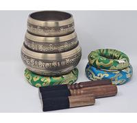 Tibetan Singing Bowl Set, Handmade Tibetan Chakra healing Singing Bowl for Meditation, Sound, Peace, Mindfulness, Yoga, Tibetan Mantra (6 Inch)