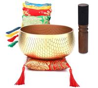 Tibetan Singing Bowl Set - Meditation Sound Bowl Handcrafted in Nepal, Long Lasting Sound for Deep Calming Relaxation, Meditation, and Sound Bowl Healing | Includes Mallet & Cushion(5")