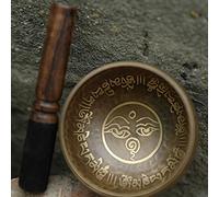 Tibetan Singing Bowl Set, Niberge Handmade Bronze Sound Bowl, Sanskrit Meditation, Perfect for Meditation (Black，Yellow 8cm)
