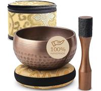 Tibetan Singing Bowl Set with Case - Authentic Plain Design - Meditation Bowl & Sound Bowl with Cushion, Mallet & Guide - Ancient Himalayan Meditation Tools - Vibrational Healing Instruments