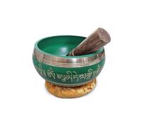 Tibetan Singing Bowl Set with Tibetan Mantra - Easy To Play Authentic Handmade For Meditation, Sound Theraphy, Mindfulness, Healing By ISMA HANDMADE (Green)