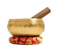 Tibetan Singing Bowl - Ship Polished Bronze Resonance Healing Instrument | Audio Bowl Kit Hammer Silk Cushion for Spiritual Balance, Meditation Salt and Stress Rituals