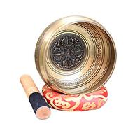 Tibetan Singing Bowl， sound bowl， With Hibiscus And Cushion Helps Yoga And Sound Therapy Special Tone Elegant And Steady Will H(14.5x8cm)