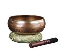 Tibetan Singing Bowl, Tibetan Singing Bowl Handmade Pure Copper Gold with Cushion Yoga Multiple Sizes(9.5cm)