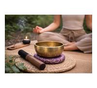 Tibetan Singing Bowl Wooden Mallet with Black Suede Cushion - Sound He