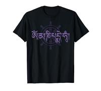 Tibetan Six Word Mantra With Dharma Wheel Buddhist T-Shirt