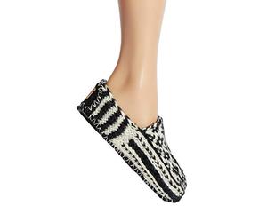 Tibetan Socks Black Hand Knit Wool Fleece Lined Tibetan Slipper Socks M