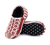 Tibetan Socks Red Hand Knit Wool Fleece Lined Tibetan Slipper Socks L