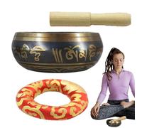 Tibetan Sound Shell Meditation Set: Large Singing Bowl Set Made with 3 Parts with Sound Bowl and Silk Pillow and Mallet, Seashell Meditation Set