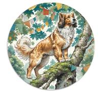 Tibetan Spaniel 1000 Piece Round Puzzle for Adults Kids 14+ Pet Dog Jigsaws Creative Unique Challenge Games Stress Reliever Difficult Challenge 1000pcs (67.5x67.5cm)