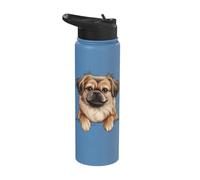 Tibetan Spaniel Cute Peeking Tibbie Dog Lover Stainless Steel Insulated Water Bottle