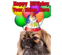 Tibetan Spaniel Dog Party Hat Card codetkj Birthday A5 Personalised Greeting card