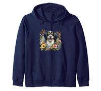 Tibetan Spaniel Dog Summer Wildflowers Artwork Zip Hoodie