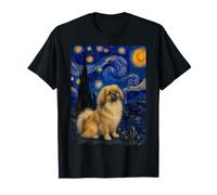 Tibetan Spaniel Dog Van Gogh Starry Night T-Shirt