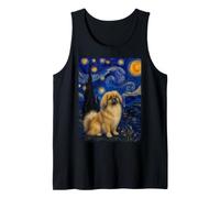 Tibetan Spaniel Dog Van Gogh Starry Night Tank Top