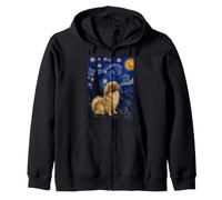 Tibetan Spaniel Dog Van Gogh Starry Night Zip Hoodie