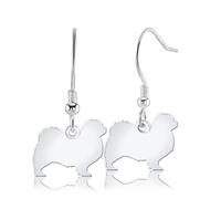 Tibetan Spaniel Silhouette Silver Earrings