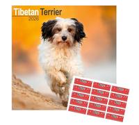 Tibetan Terrier Calendar 2026 | 12 months | with FREE Organisational Stickers, Tibetan Terrier Gift | includes a Planning Page for 2027