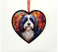 Tibetan Terrier Heart Suncatcher - Memorial or Gift for Dog Lovers - 13cm