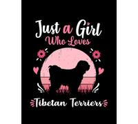 Tibetan Terrier Just A Girl Who Loves Tibetan Terriers Pink Retro Vintage gift idea: Feathers Notebook - 8.5" x11"