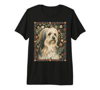 Tibetan Terrier Shaggy Dog in William Morris Style Premium T-Shirt