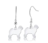 Tibetan Terrier Silhouette Silver Earrings