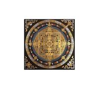 Tibetan Thangka Painting Art, Buddhist Thangka Brocade With Frame, Mandala Embroidery Art Print For Family Bedroom Decor (Color : Rresin Frame, Size : 50x50cm)