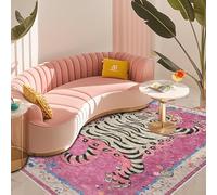 Tibetan Tiger Rug for Entryway 2x3 ft Boho Pink Tiger Area Rug Washable Leopard Print Rug for Bedroom Kitchen Non Slip Low Pile Animal Floor Mat