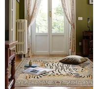 Tibetan Tiger Rug for Entryway Boho Green Tiger Area Rug Washable Leopard Print Rug for Bedroom Kitchen Non Slip Low Pile Animal Floor Mat (YELLOW,60X90CM)