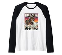 Tibetzilla Tibetan Mastiff Dog - Dogzilla Monster Movie Raglan Baseball Tee