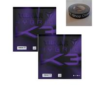 Tibhar Hybrid K3 Table Tennis Rubber Pack of 2 | Includes 50 cm TT-Shop Ostalb Edge Tape (Max)