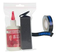 Tibhar Table Tennis Adhesive for Flooring & Table Tennis Edge Tape Adhesive Set VS Top Glue, 90 ml & Edge Tape Evolution 5 m, 12 mm Black