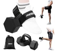 Tibialis Trainer Strap for Shin Splints Syndrome Exercises, Adjustable Dumbbell Foot Attachment for Hip Bend Lifting, Dumbbell Ankle Strap, Relieves Leg Pain, Increases Range of Movement (Black, Pack