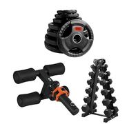Tibialis Trainer Tib Bar with Hex Dumbbells & Weight Plates (Bumper/Cast Iron/Tri-Grip) + Storage Rack