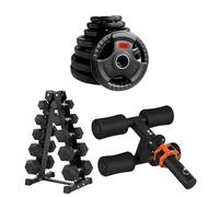 Tibialis Trainer Tib Bar with Hex Dumbbells & Weight Plates (Bumper/Cast Iron/Tri-Grip) + Storage Rack